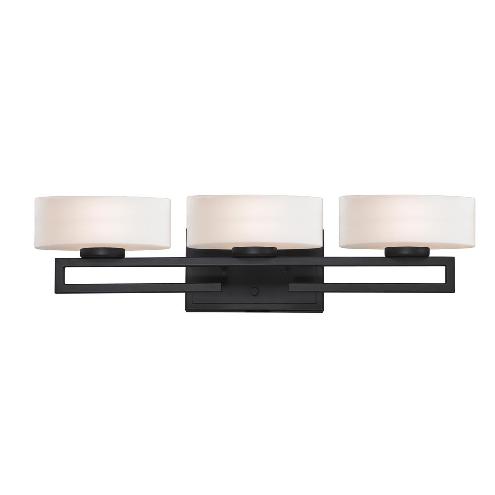 Z-Lite 3012-3V 3 Light Vanity Light in Painted Bronze with a Matte Opal Shade